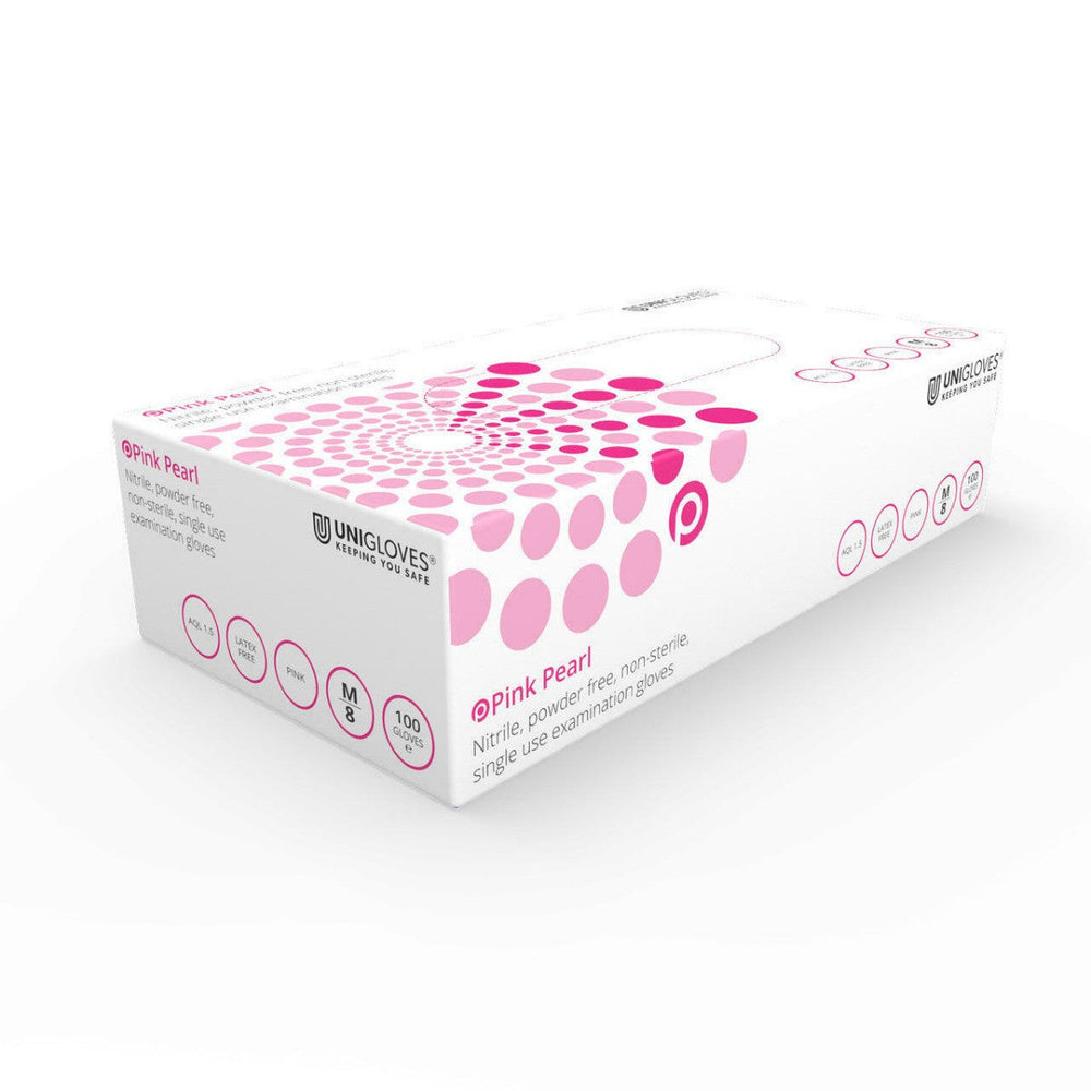 Unigloves Pink Nitrile Gloves Powder Free