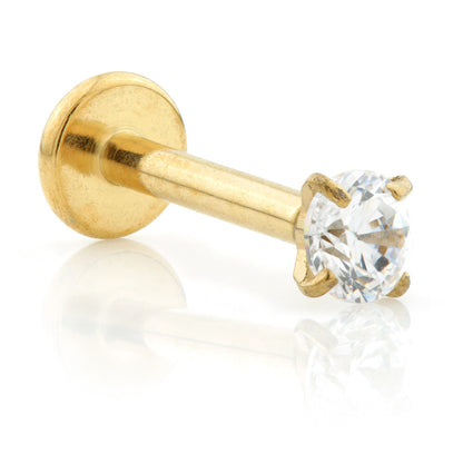 Zircon Gold Ti Threadless Micro Labret With Prong Set Gem