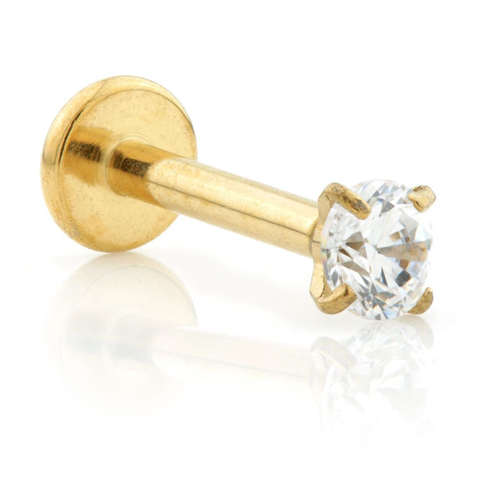 Zircon Gold Internal Ti Micro Labret with Prong Set Gem