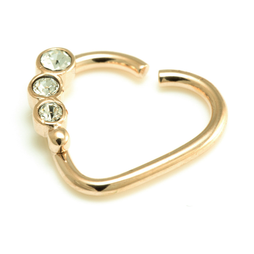 Zircon Gold Steel Gem Heart Ring