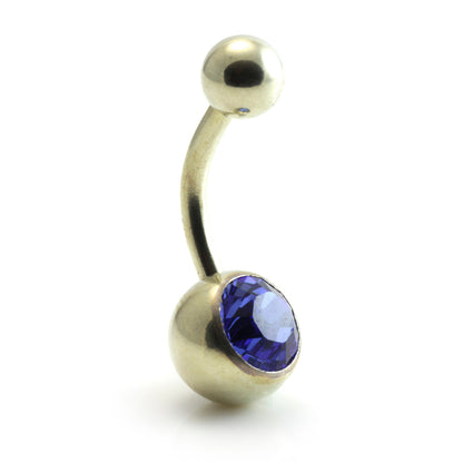 Zircon Gold Steel Jewelled Navel Bar