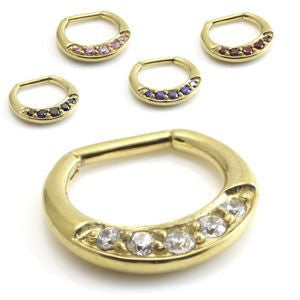 Zircon Gold Steel Jewelled Septum Ring - ZKJSEP1