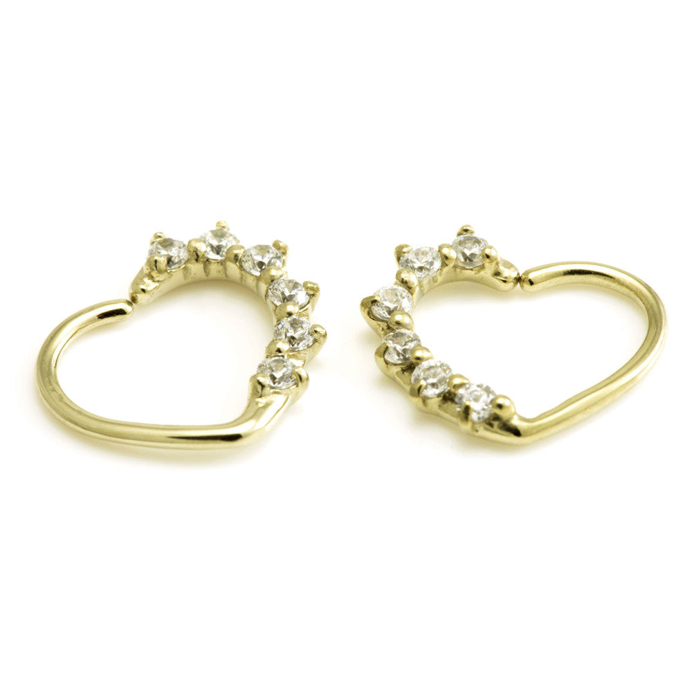 Zircon Gold Steel Multi Gem Heart Ring