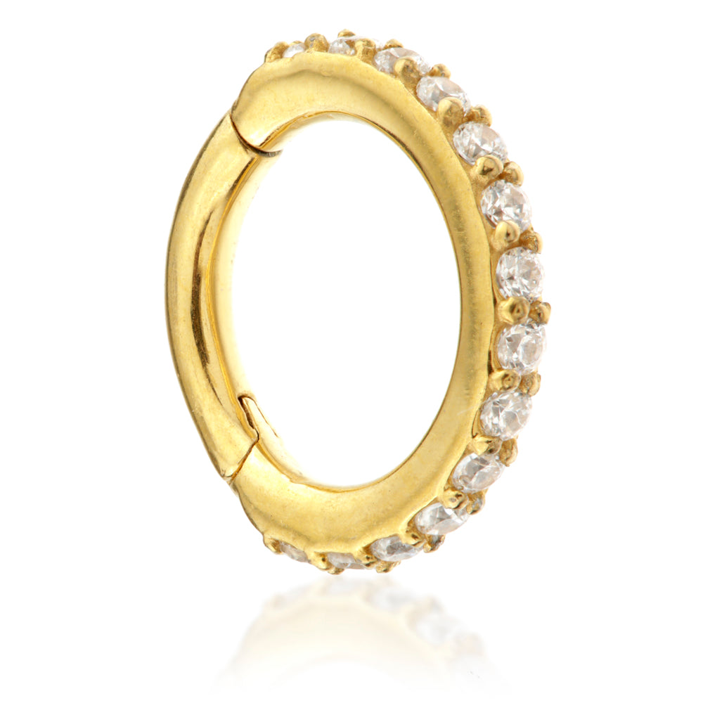 Zircon Gold Steel Full Pave Gems Hinged Micro Ring