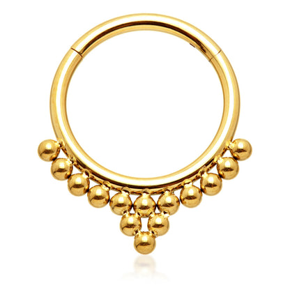 Zircon Gold Titanium Front Arrow Ball Hinged Daith Ring