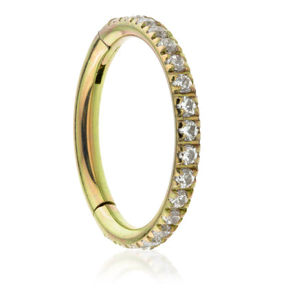 Zircon Gold Ti Full Pave Gems Hinged Micro Ring