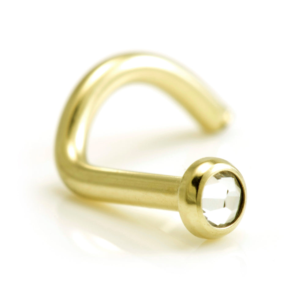 Zircon Gold Ti Gem Disk Nose Stud
