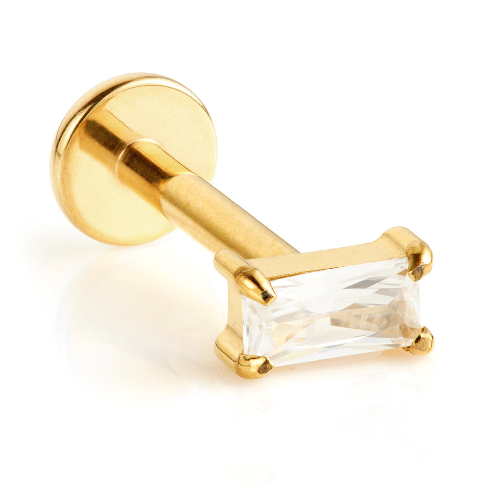 Zircon Gold Ti Internal Labret with Mini Baguette Gem Attachment
