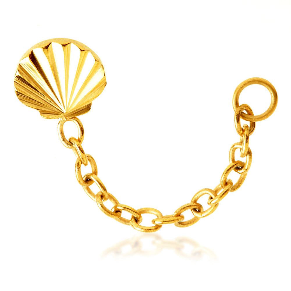 Zircon Gold Ti Internal Shell Attachment with Hanging Chain for Double Piercing