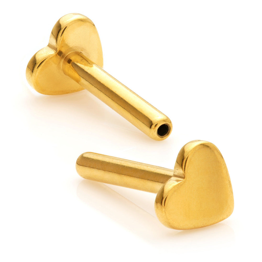 Zircon Gold Ti Threadless Labret Stem with Heart Base