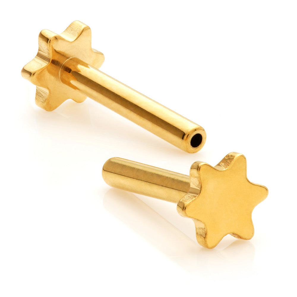 Zircon Gold Ti Threadless Labret Stem with Star Base