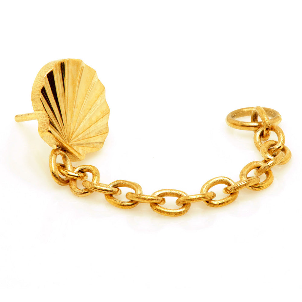 Zircon Gold Ti Threadless Shell Attachment with Hanging Chain for Double Piercing