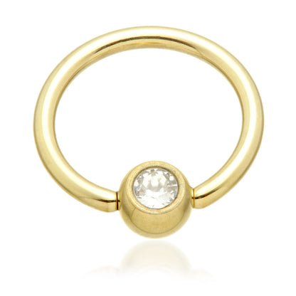 Zircon PVD Gold on Titanium BCR with Titanium Gem Ball