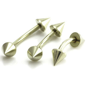 Zircon PVD Gold on Steel Micro Curved Cone Barbell