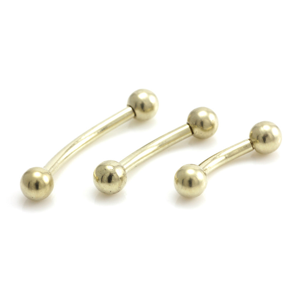 Zircon PVD Gold Ti External Thread Curved Micro Bar