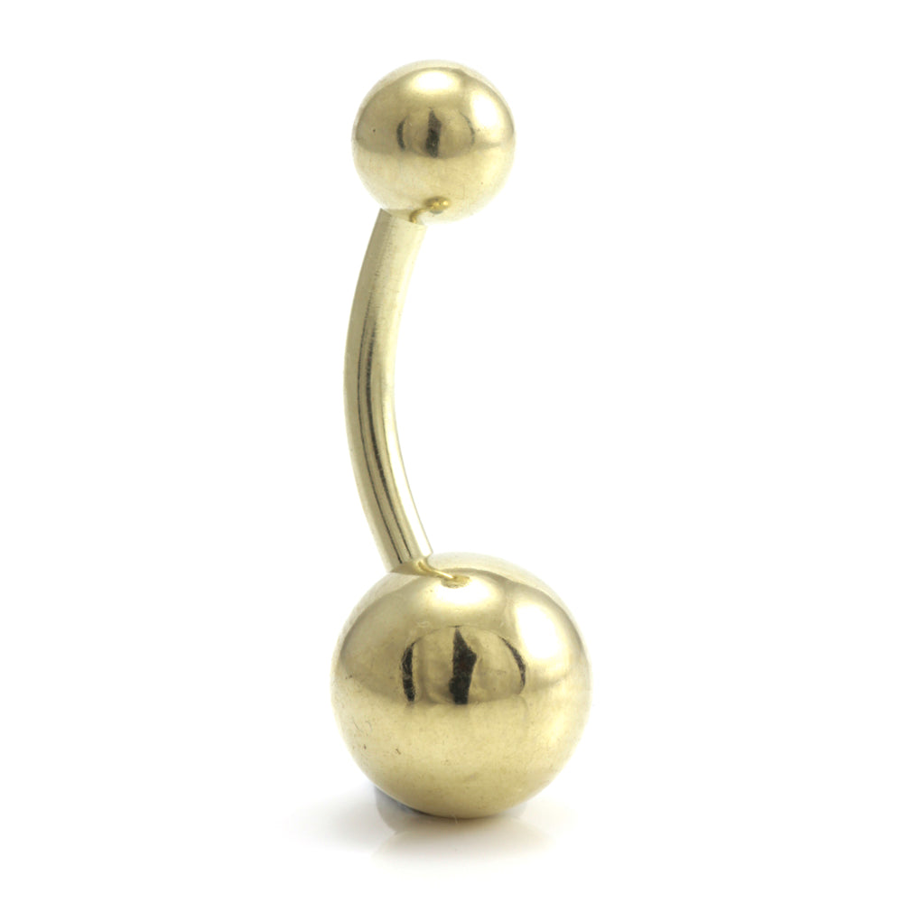 Zircon PVD Gold Ti Plain Navel Bar