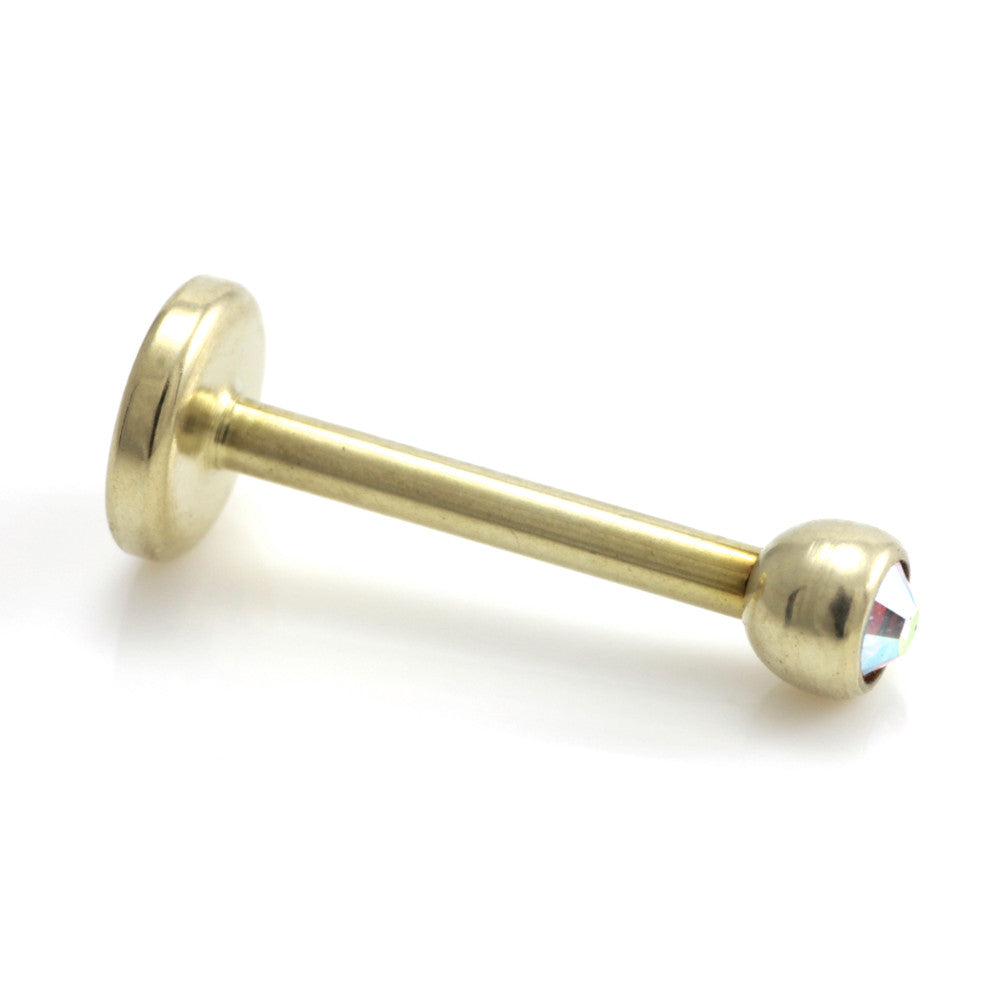 Zircon Ti PVD Gold Micro Gem Labret