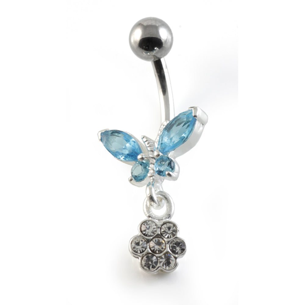 Butterfly Flower Silver & Steel Navel