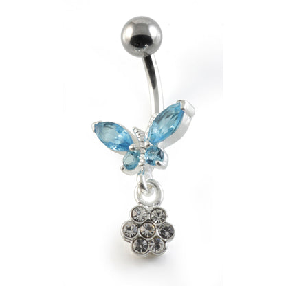 Butterfly Flower Silver & Steel Navel