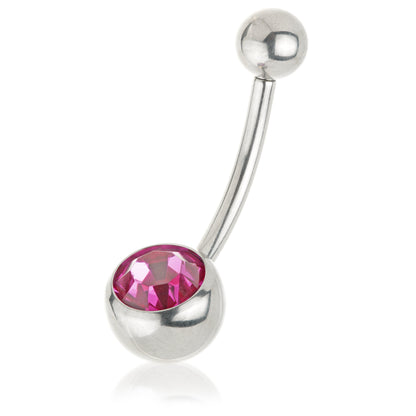 Titanium Internal Jewelled Navel Bar With 0.9mm Thread - UK Made