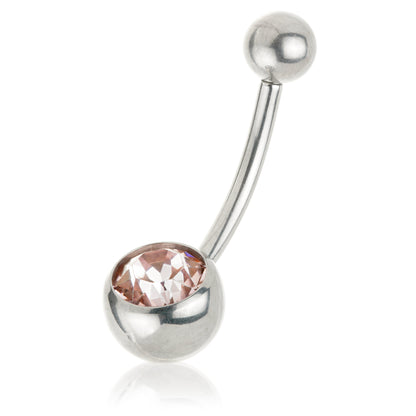 Titanium Internal Jewelled Navel Bar With 0.9mm Thread - UK Made