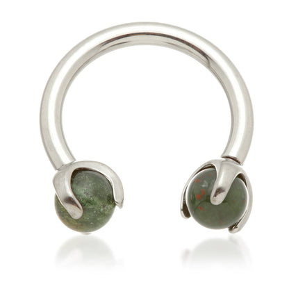 Ti Internal Circular Barbell with Double Semi Precious Stone Prong