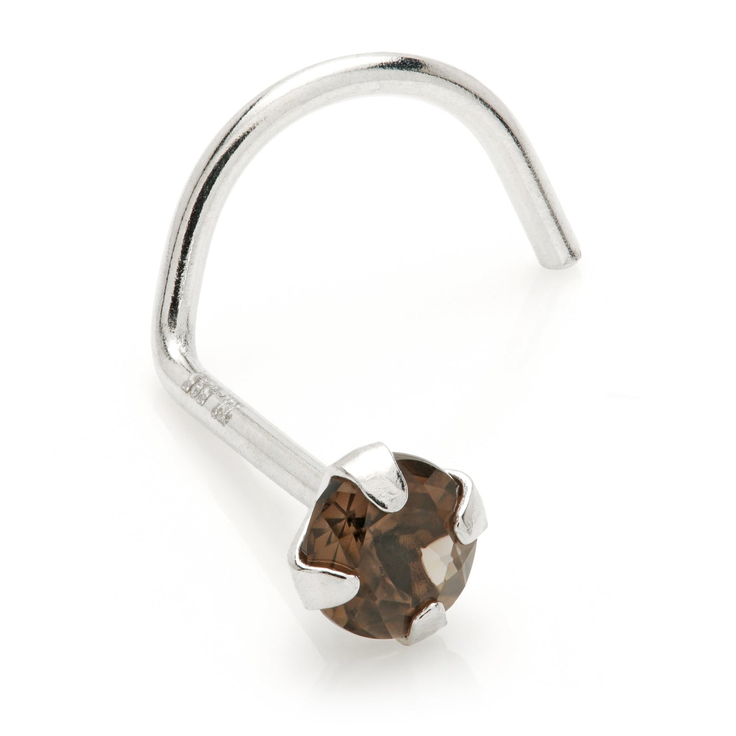 TL - 14ct Gold Prong Set Smokey Quartz Nose Stud