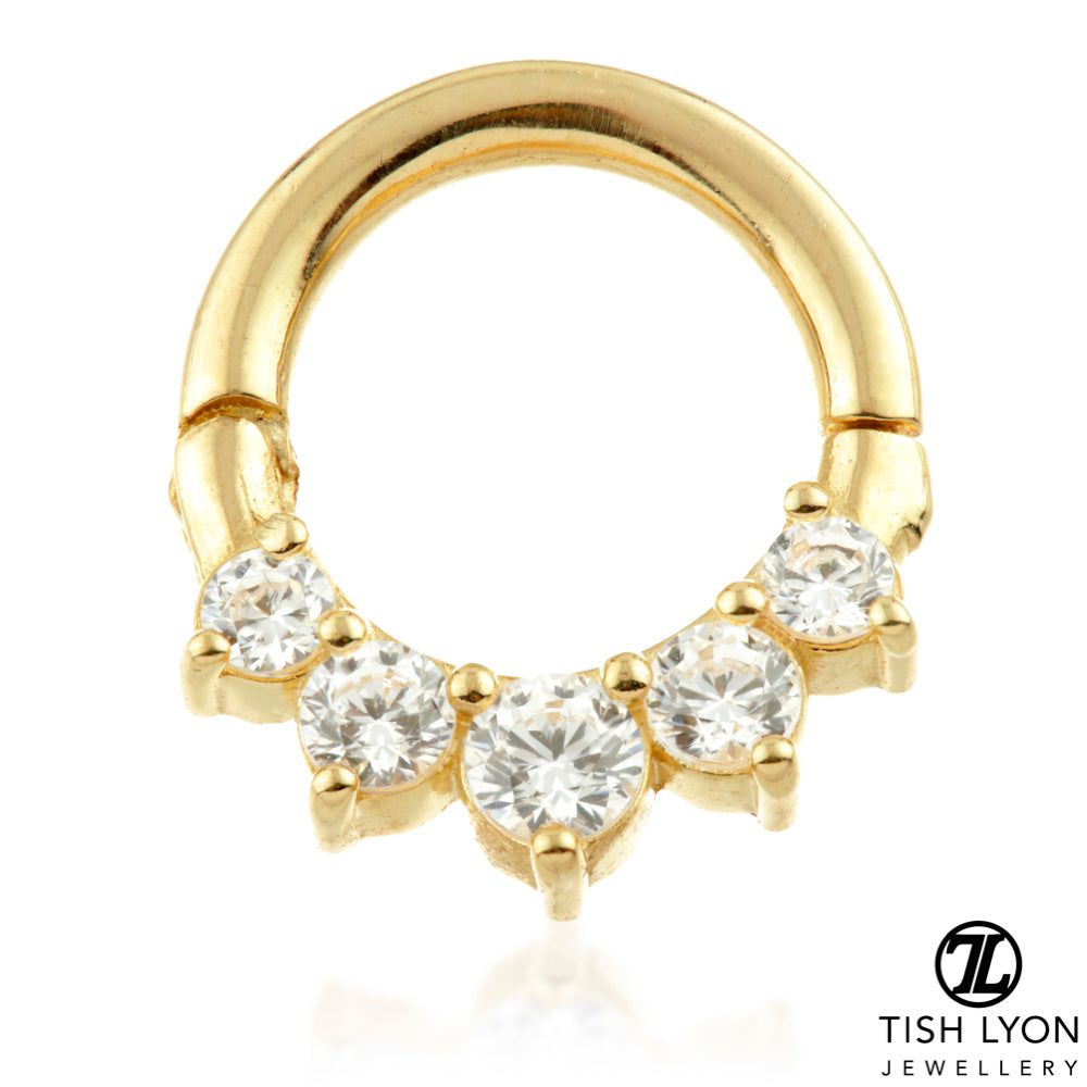 Feronia Solid Gold Graduated Gem Daith & Septum Hoop