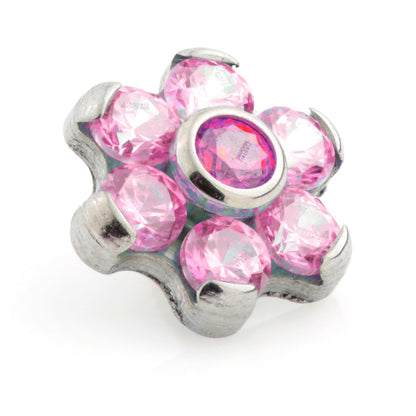 Titanium Internal Thread 6 Petal Gem Flower