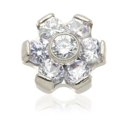 Titanium Internal Thread 6 Petal Gem Flower