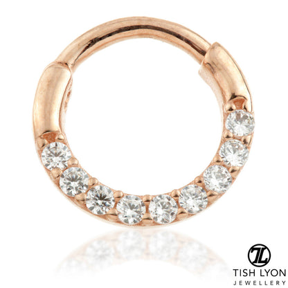 TL - 9ct Gold Pave Gems Daith Septum Ring