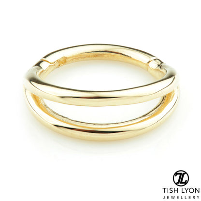 TL - Gold Double Band 8mm Hinge Ring