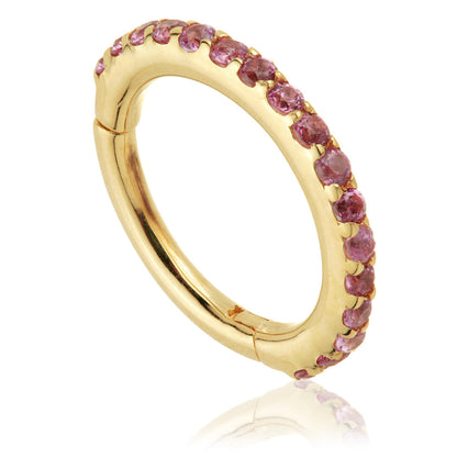 TL - Gold Rhodolite Pave Eternity Hinge Ring
