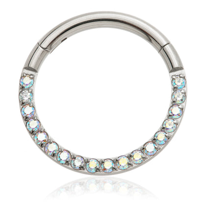 Ti Couture Front Facing Pave Gems Hinged Daith Ring