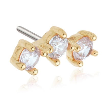 TL - 14ct Gold Triple Gem Pin Attachment