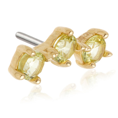 TL - 14ct Gold Triple Gem Pin Attachment