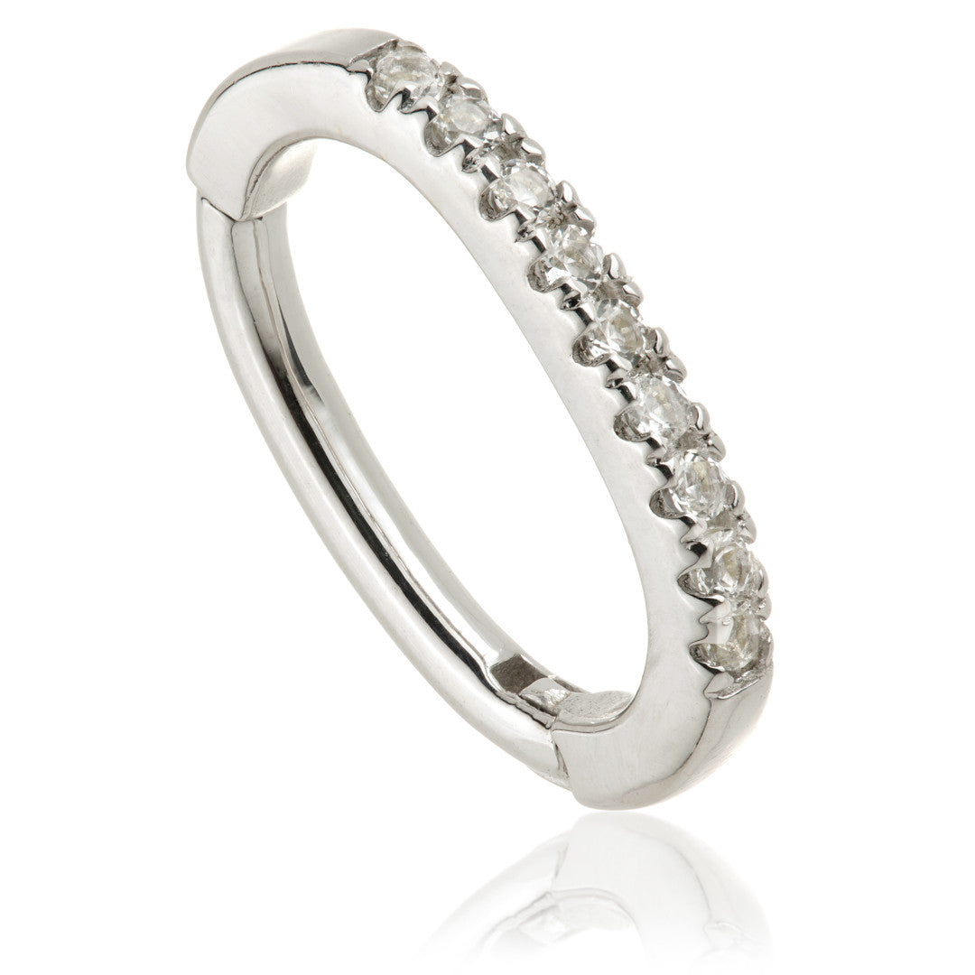 TL - Gold White Topaz Pave Oval Rook Ring