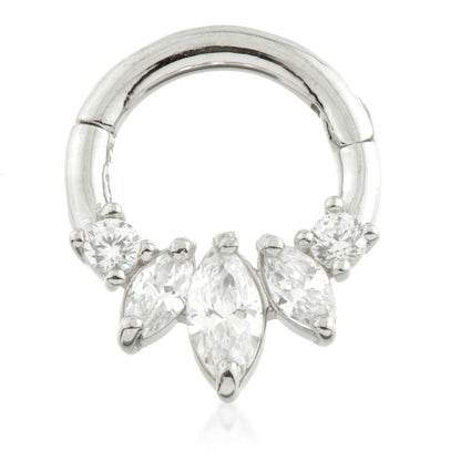 TL - Gold Triple Marquise Hinge Daith Ring