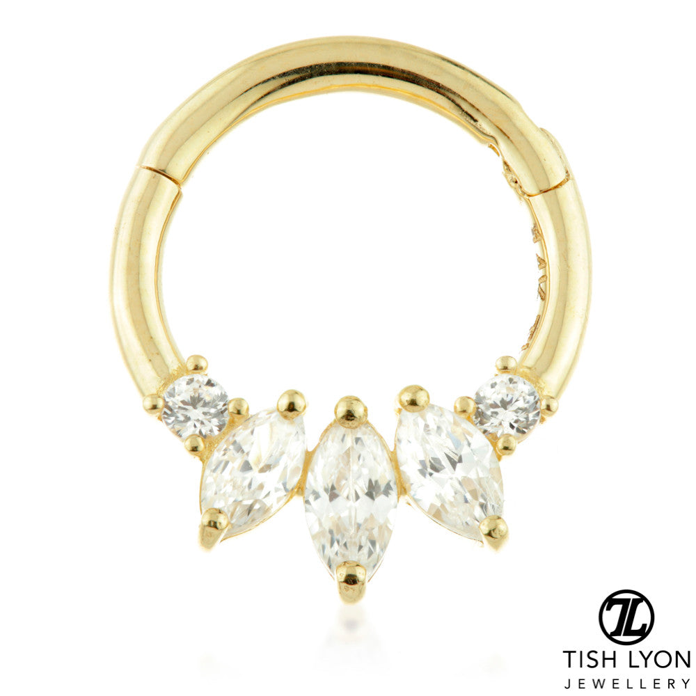 TL - Gold Triple Marquise Hinge Daith Ring