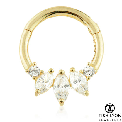 TL - Gold Triple Marquise Hinge Daith Ring