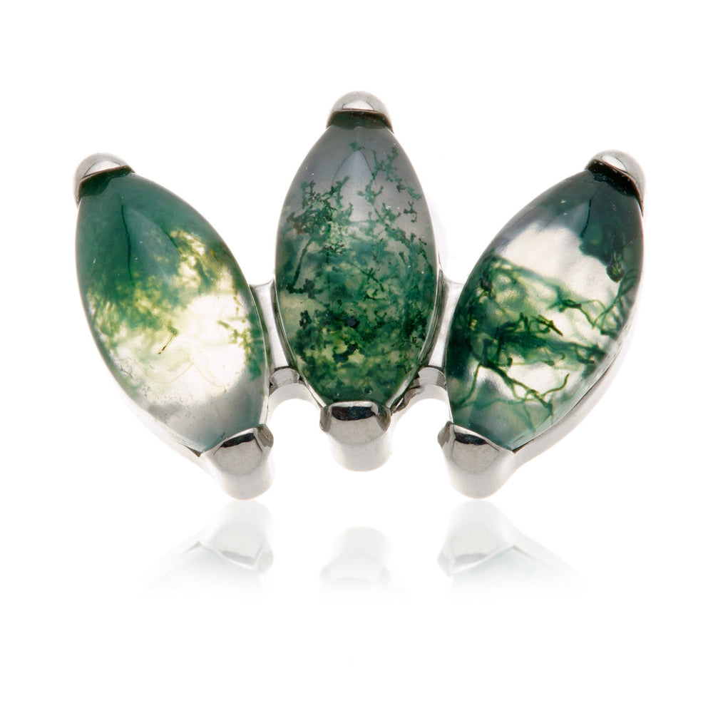 Ti Internal Triple Marquise Attachment with Moss Agate Stone