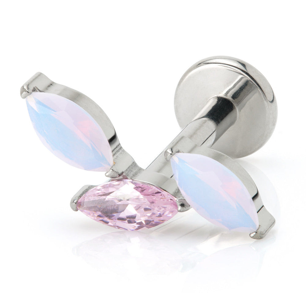 Ti Threadless Opal & Gem Marquise Labret