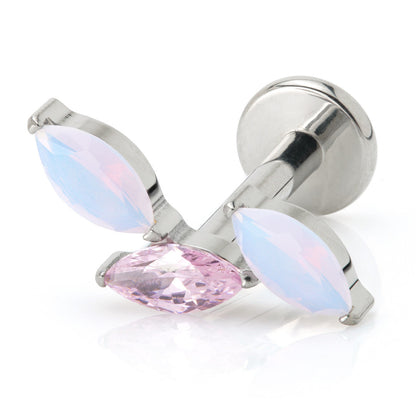 Ti Threadless Opal & Gem Marquise Labret