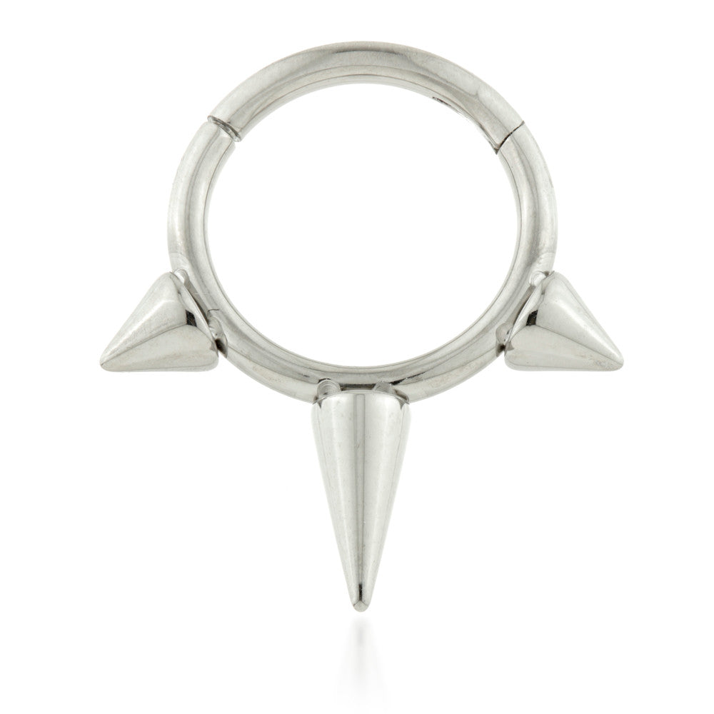 Ti Couture Front 3 Spike Hinged Daith Ring