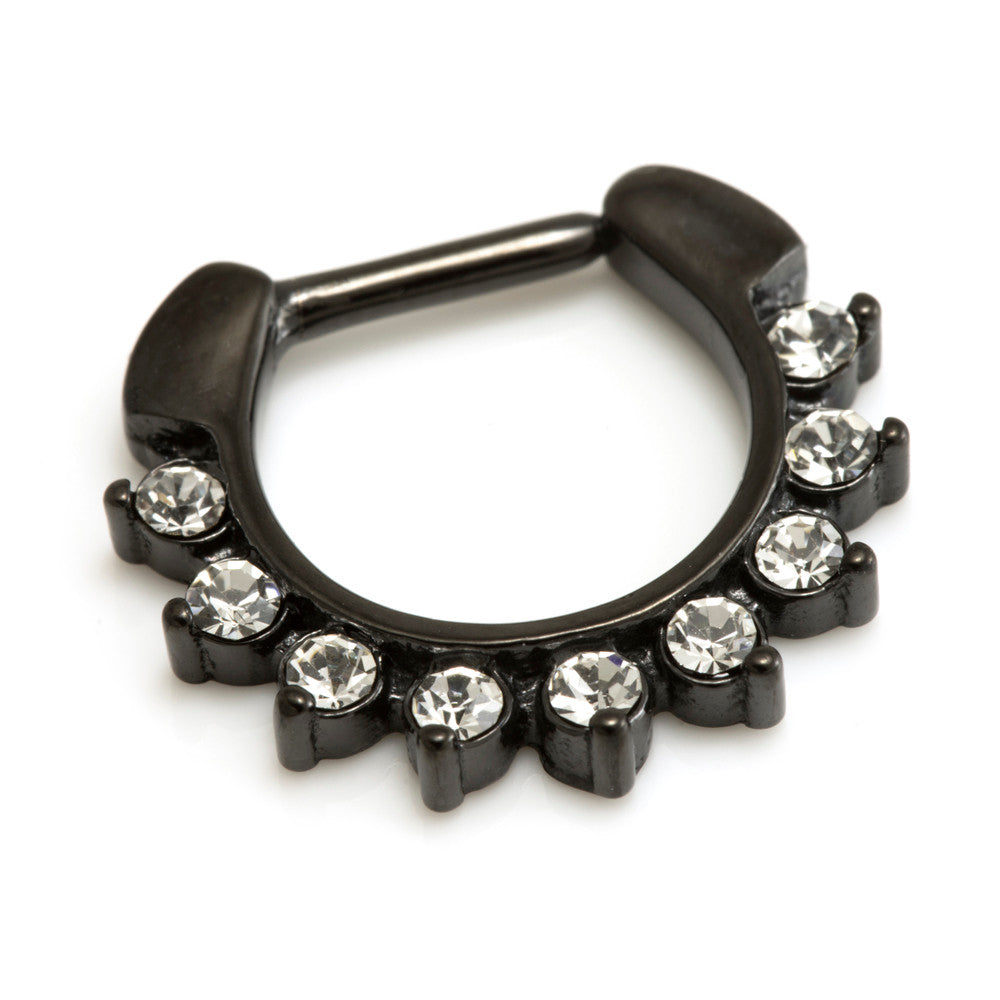 Black Steel 9 Jewelled Septum Ring