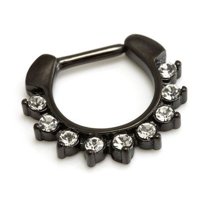 Black Steel 9 Jewelled Septum Ring