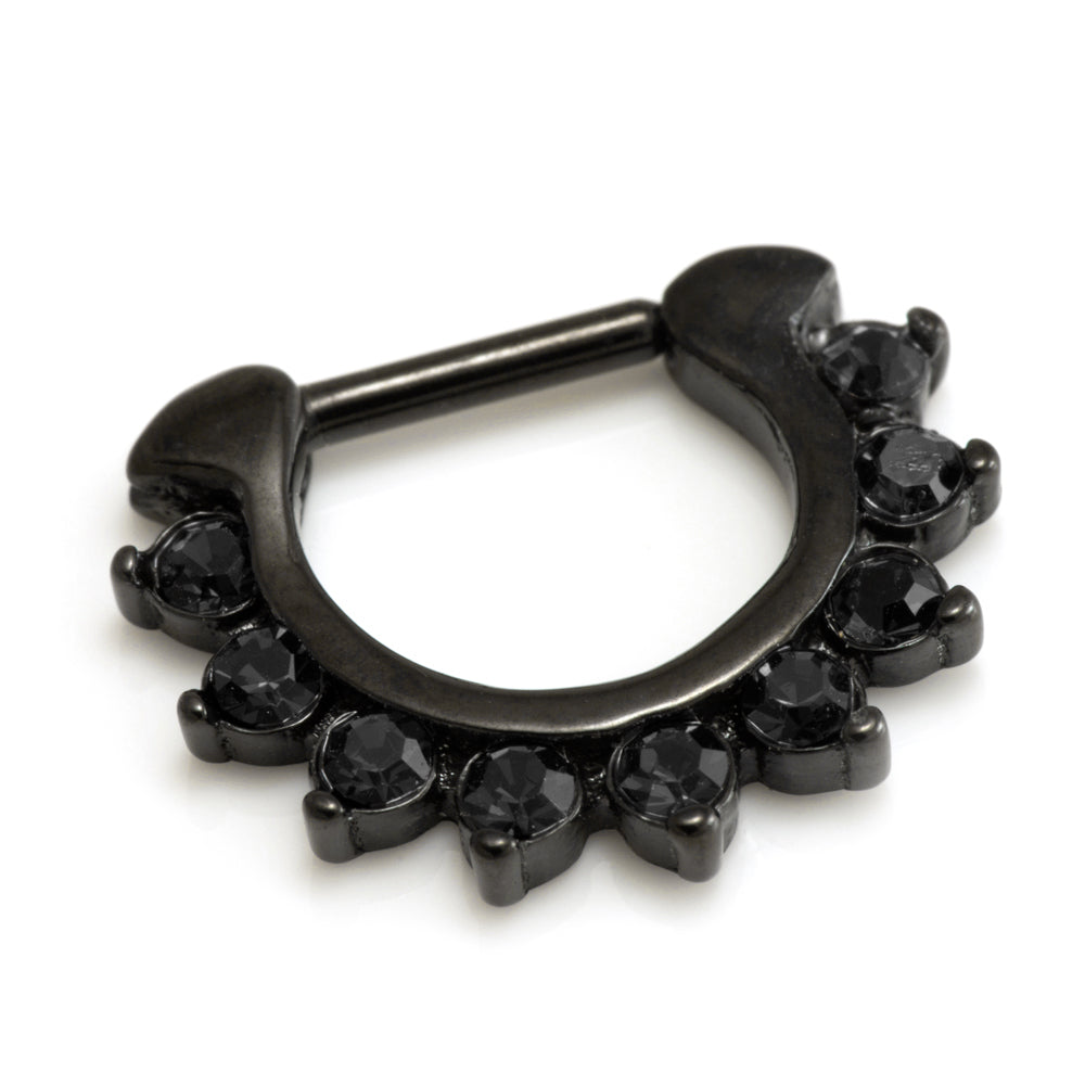 Black Steel 9 Jewelled Septum Ring