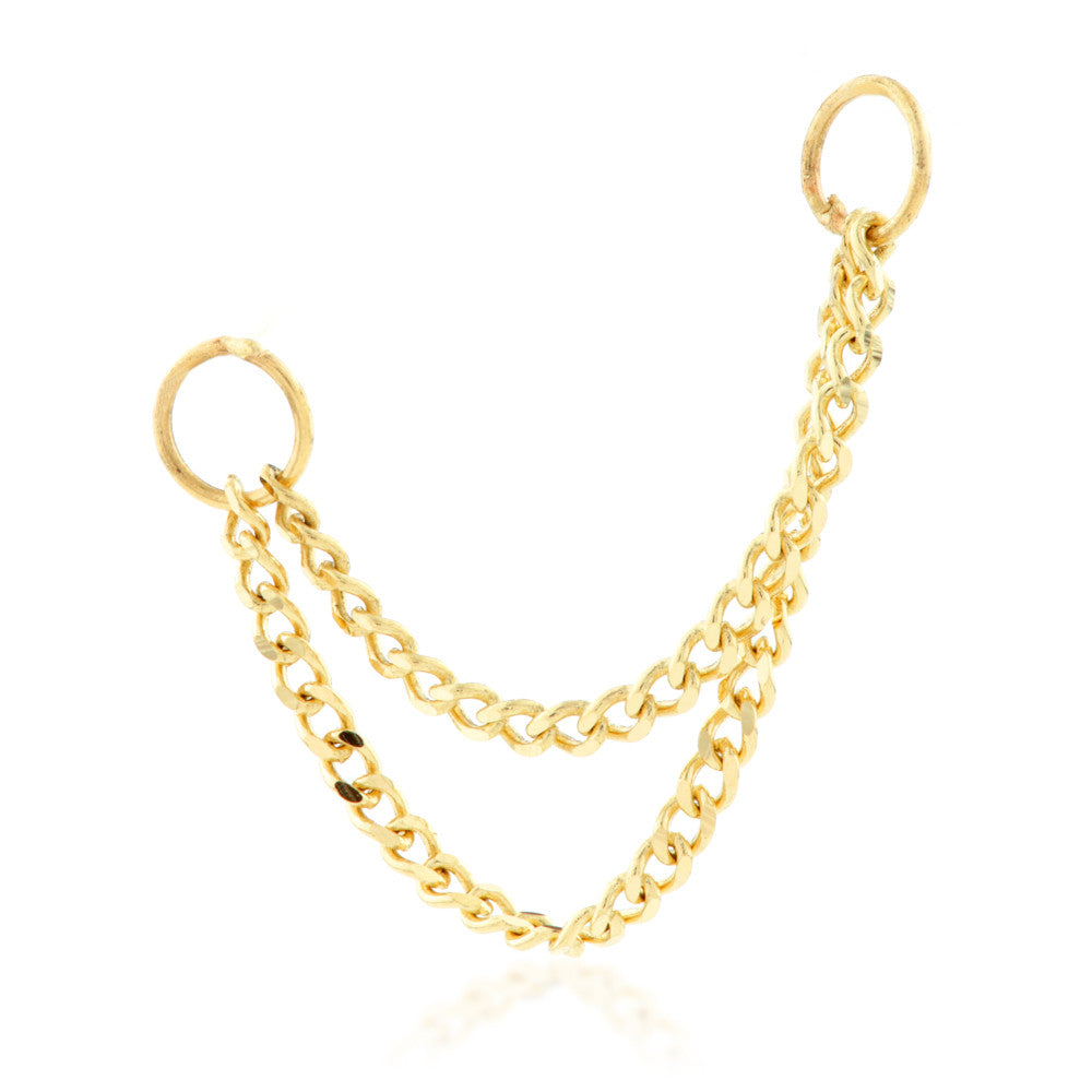 TL - 14ct Gold Hanging Double Chain Charm-14K-50-Y