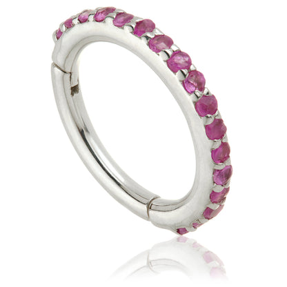 Solid Gold Ruby Pavé Eternity Hinge Ring