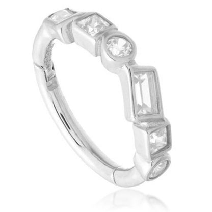 Solid Gold Multi Shaped Jewelled Hinge Ring